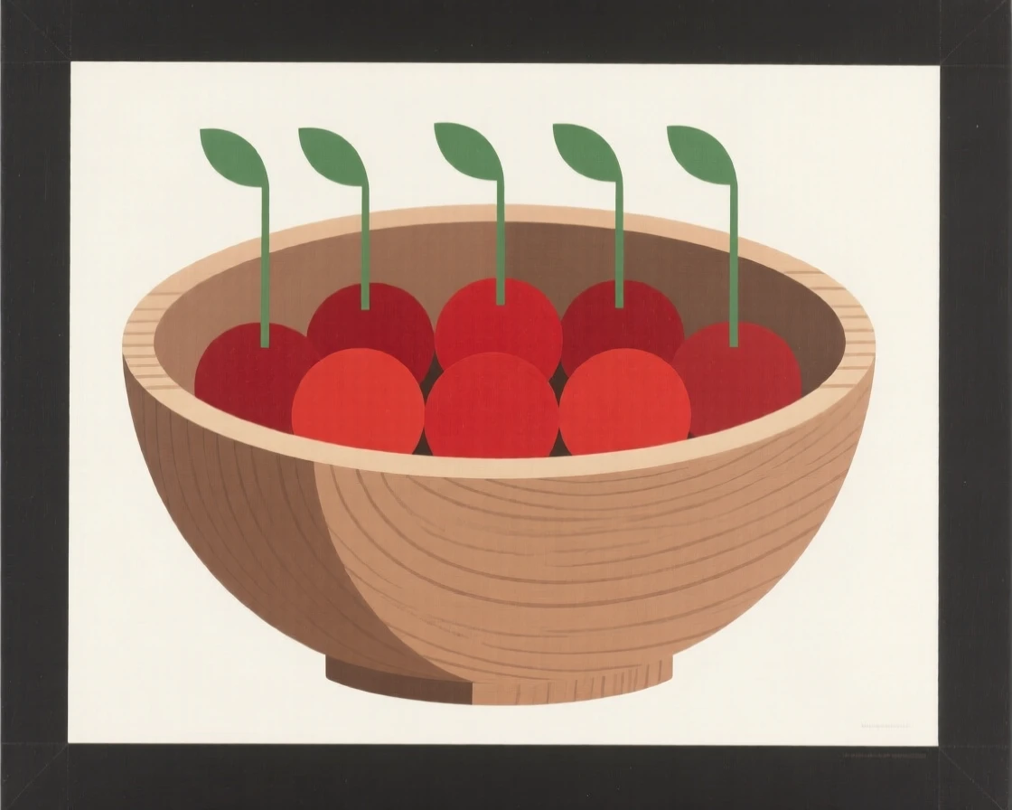 A bowl of fresh cherries in a wooden bowl