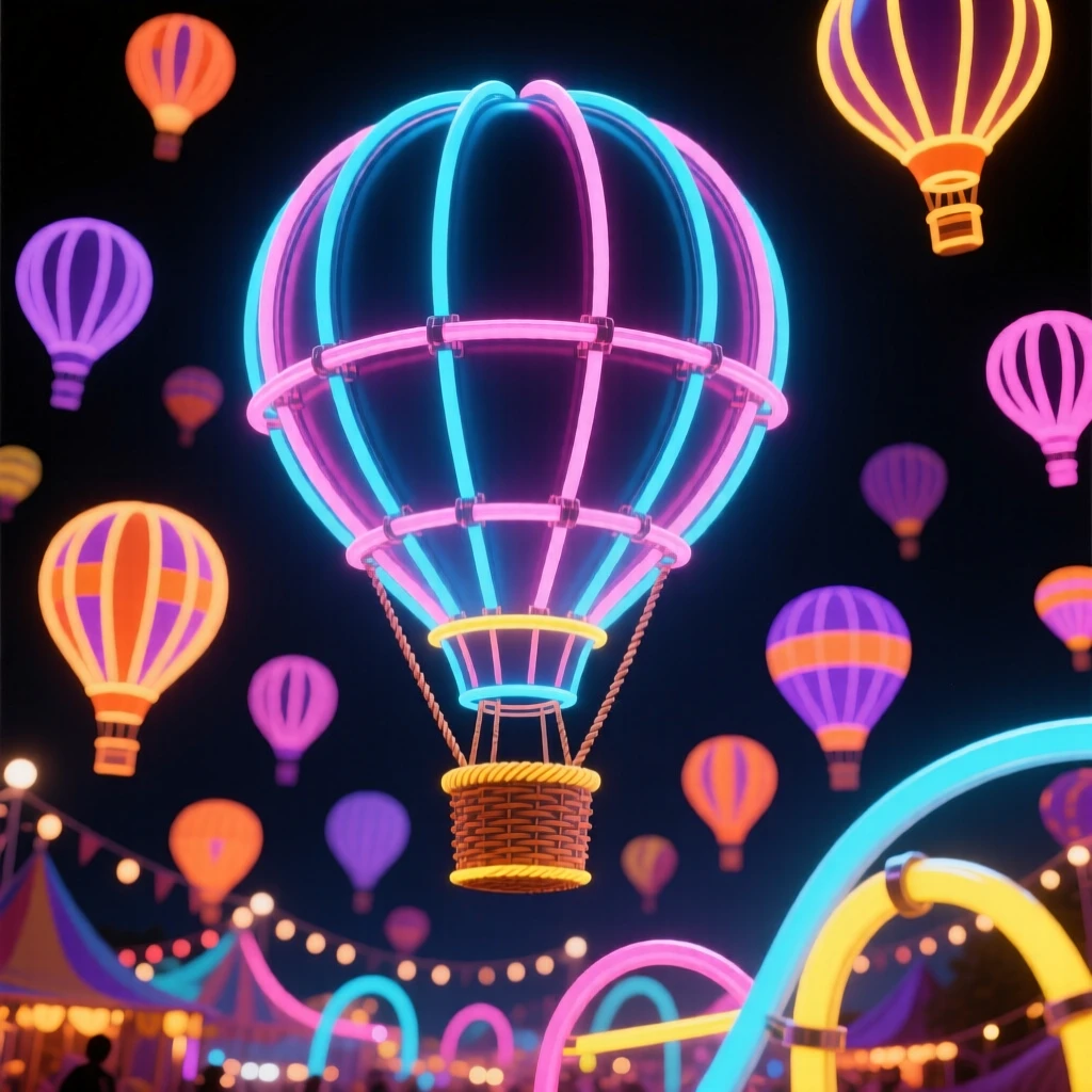 A hot air balloon festival with dozens of balloons filling the sky.