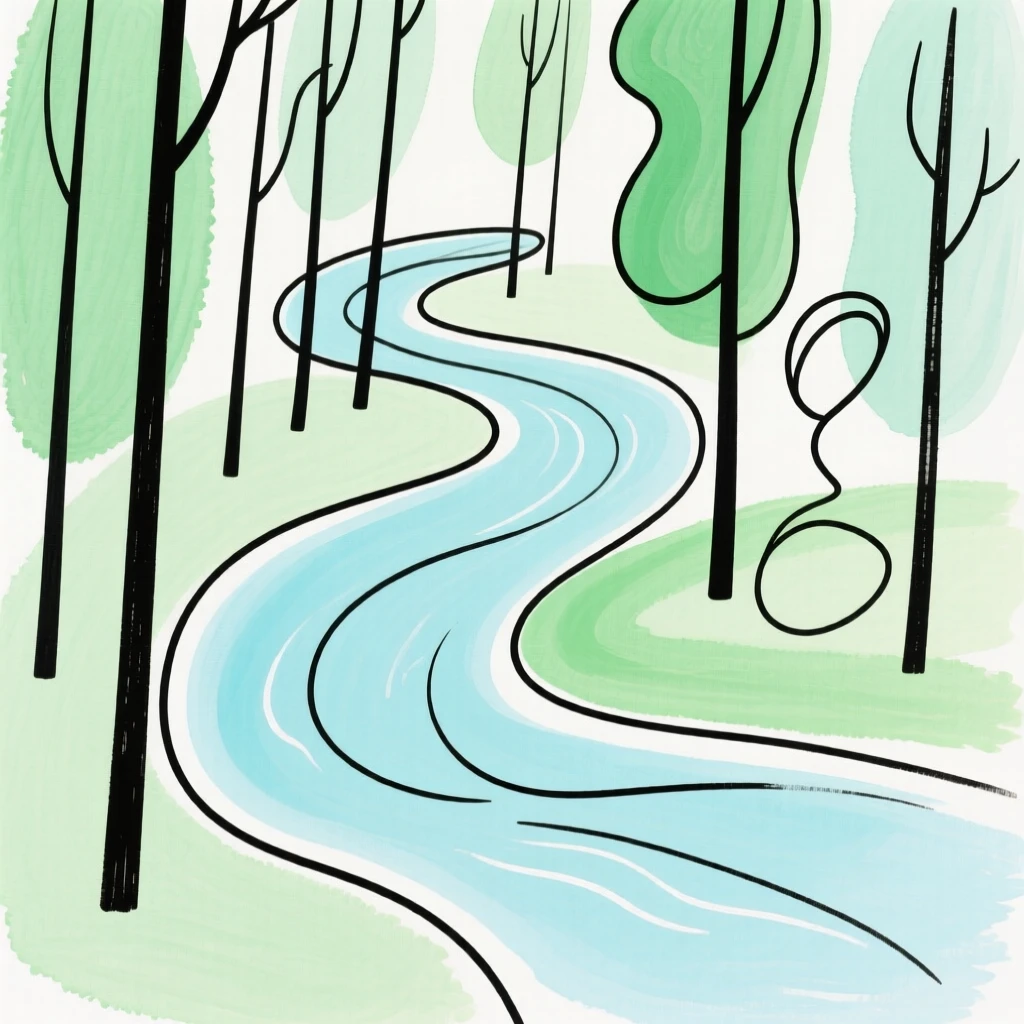A river winding through a forest