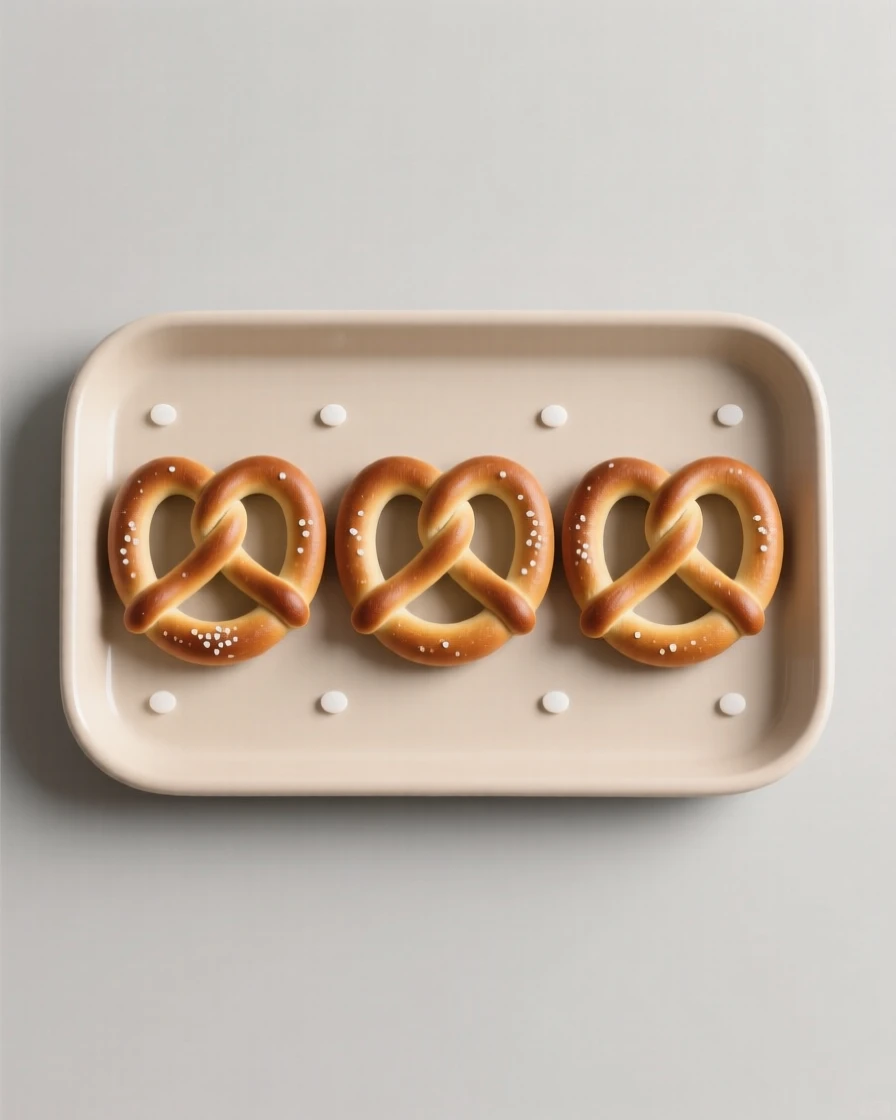 A tray of fresh baked pretzels