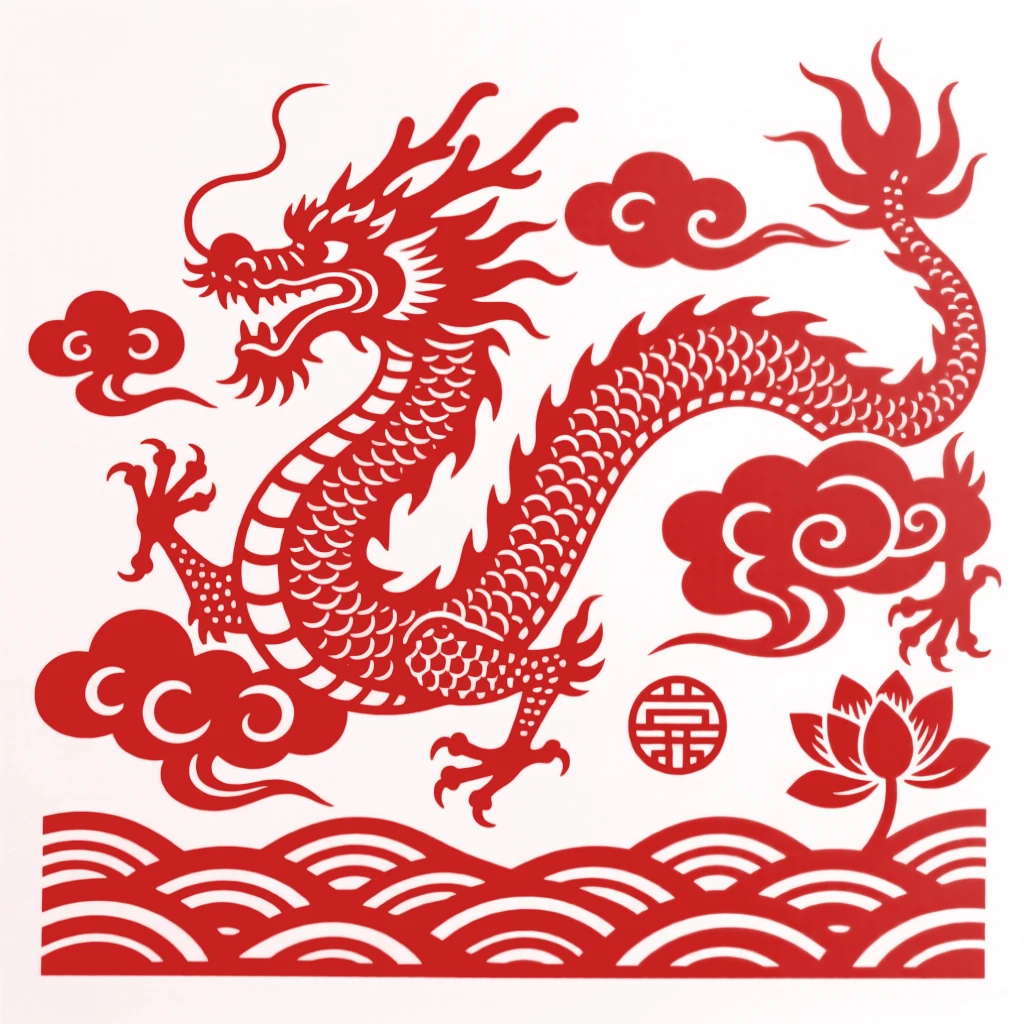A cloud-borne dragon, drifting above an ocean of clouds, radiating an otherworldly calm.