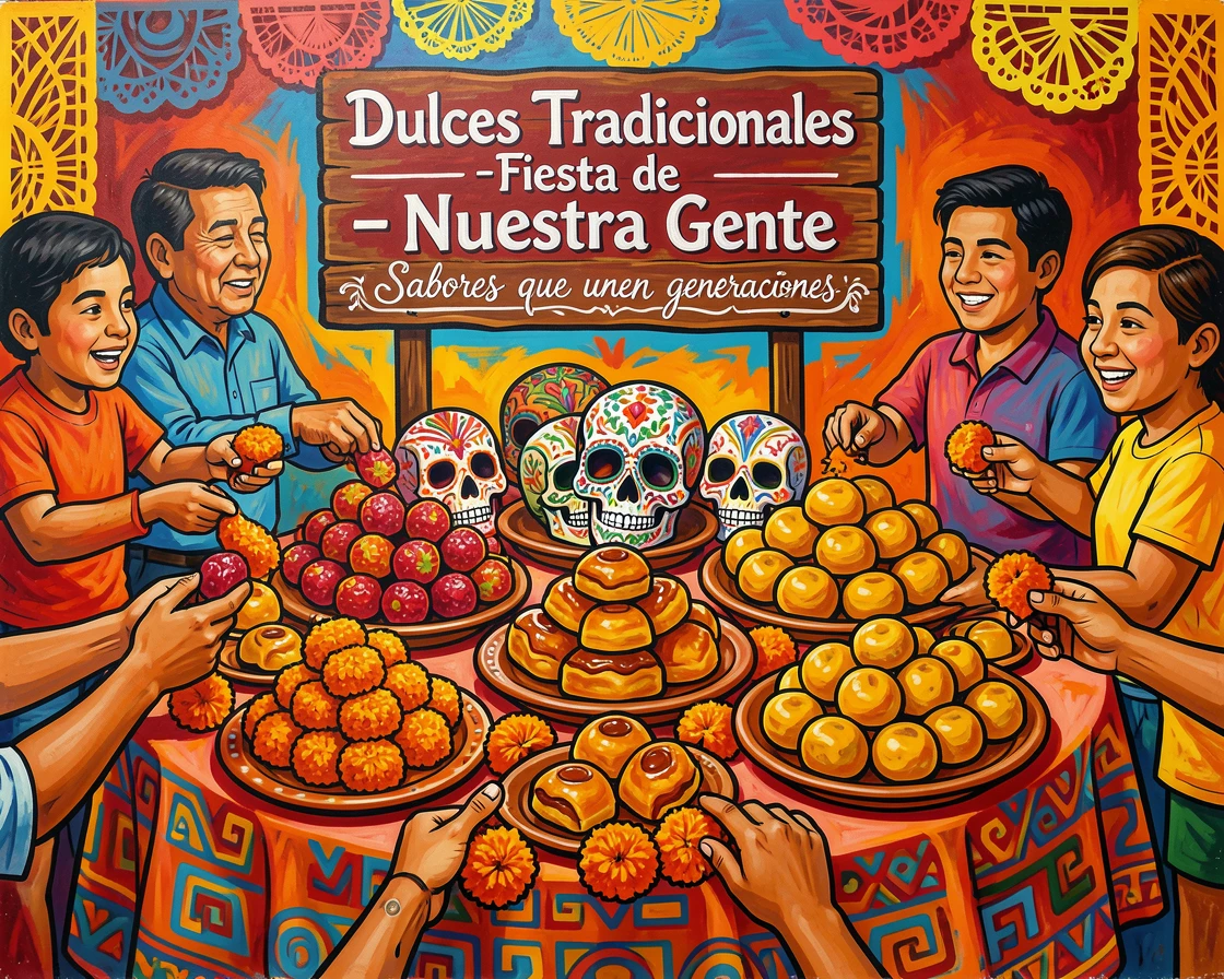 A table of traditional sweets arranged for a celebration