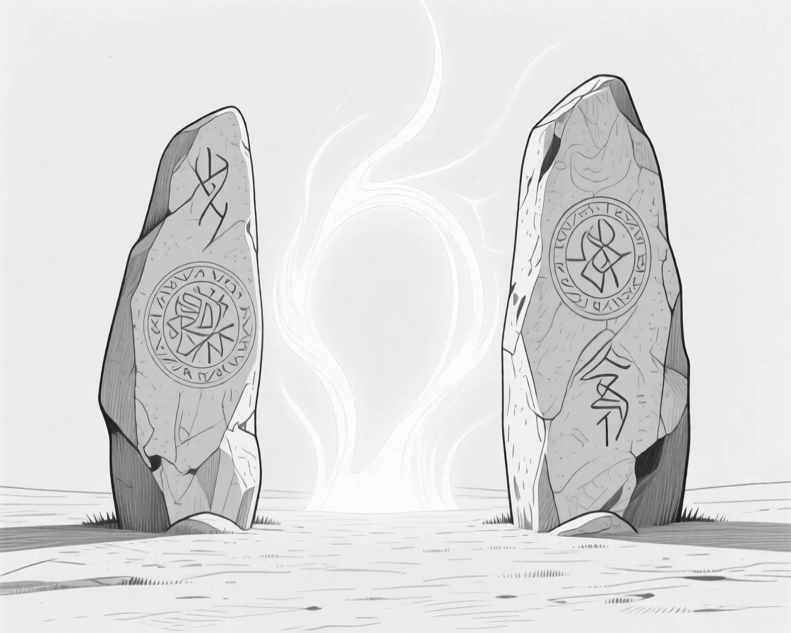 A magic portal glowing between two ancient standing stones