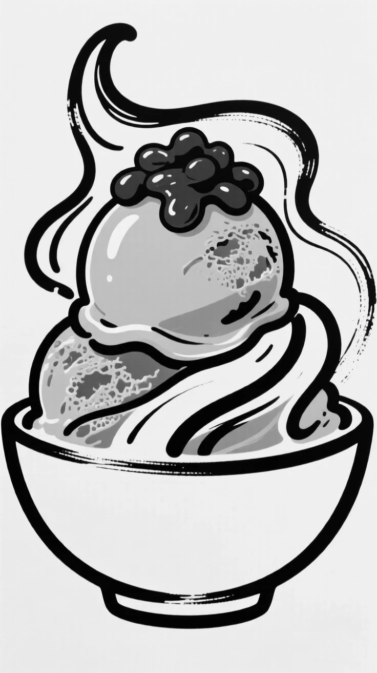 A bowl of matcha ice cream topped with red bean paste.