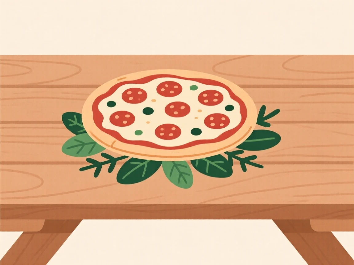 A freshly prepared wood-fired pizza served on fresh herbs, set in an outdoor picnic setting, inviting homemade delight.