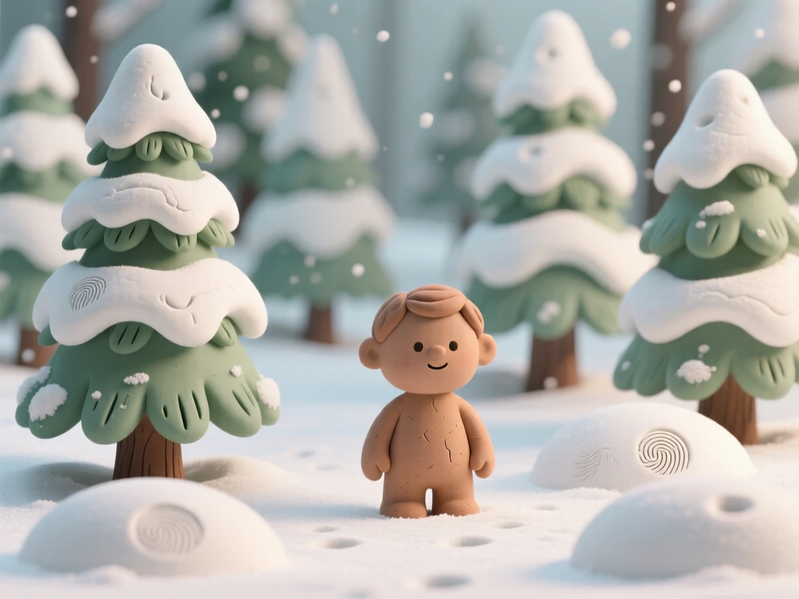 A snowy pine forest silent under a fresh blanket of snow