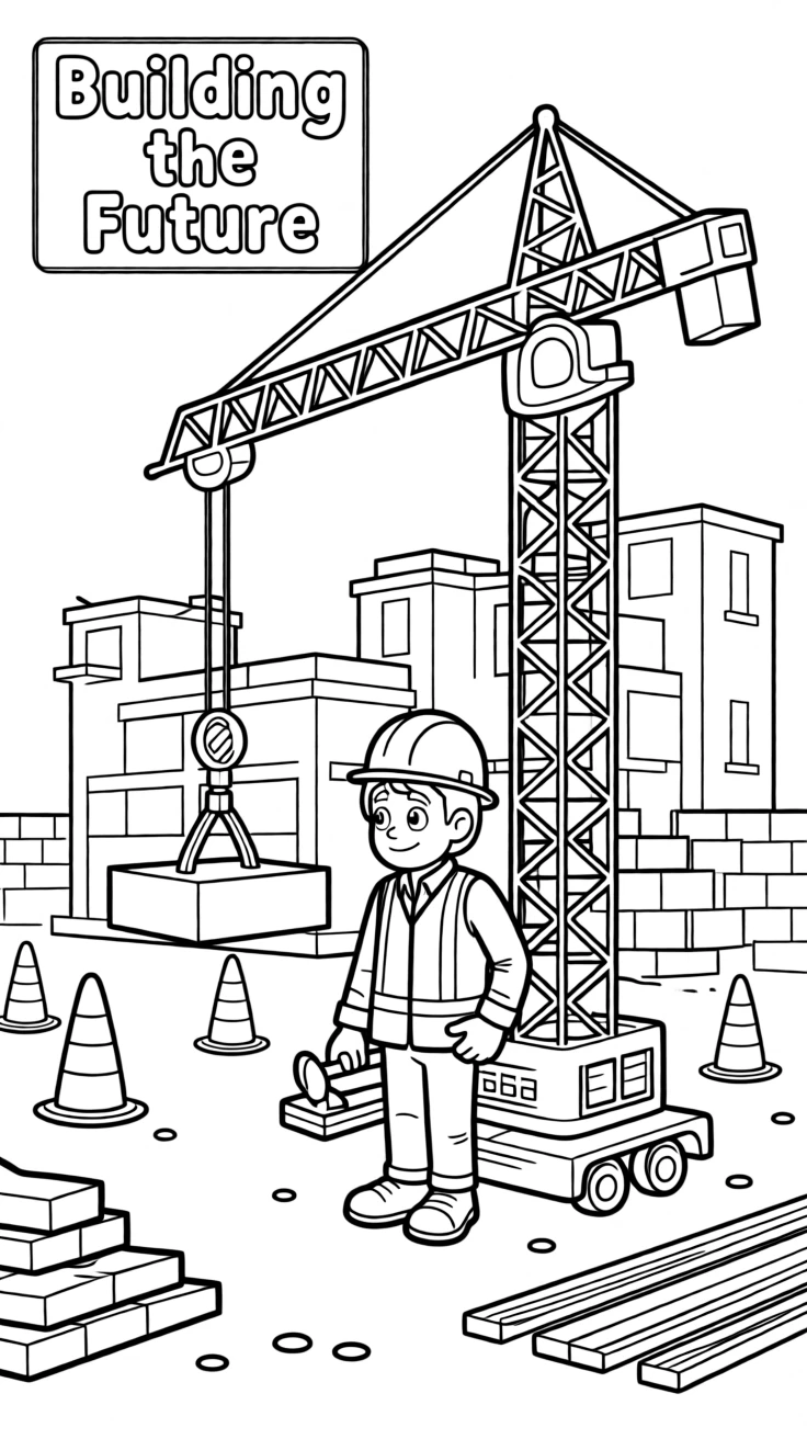 A construction worker operating a crane at a building site