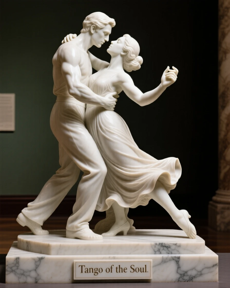 An emotionally powerful scene of two dancers locked in a passionate tango, filled with warmth, tenderness, and connection