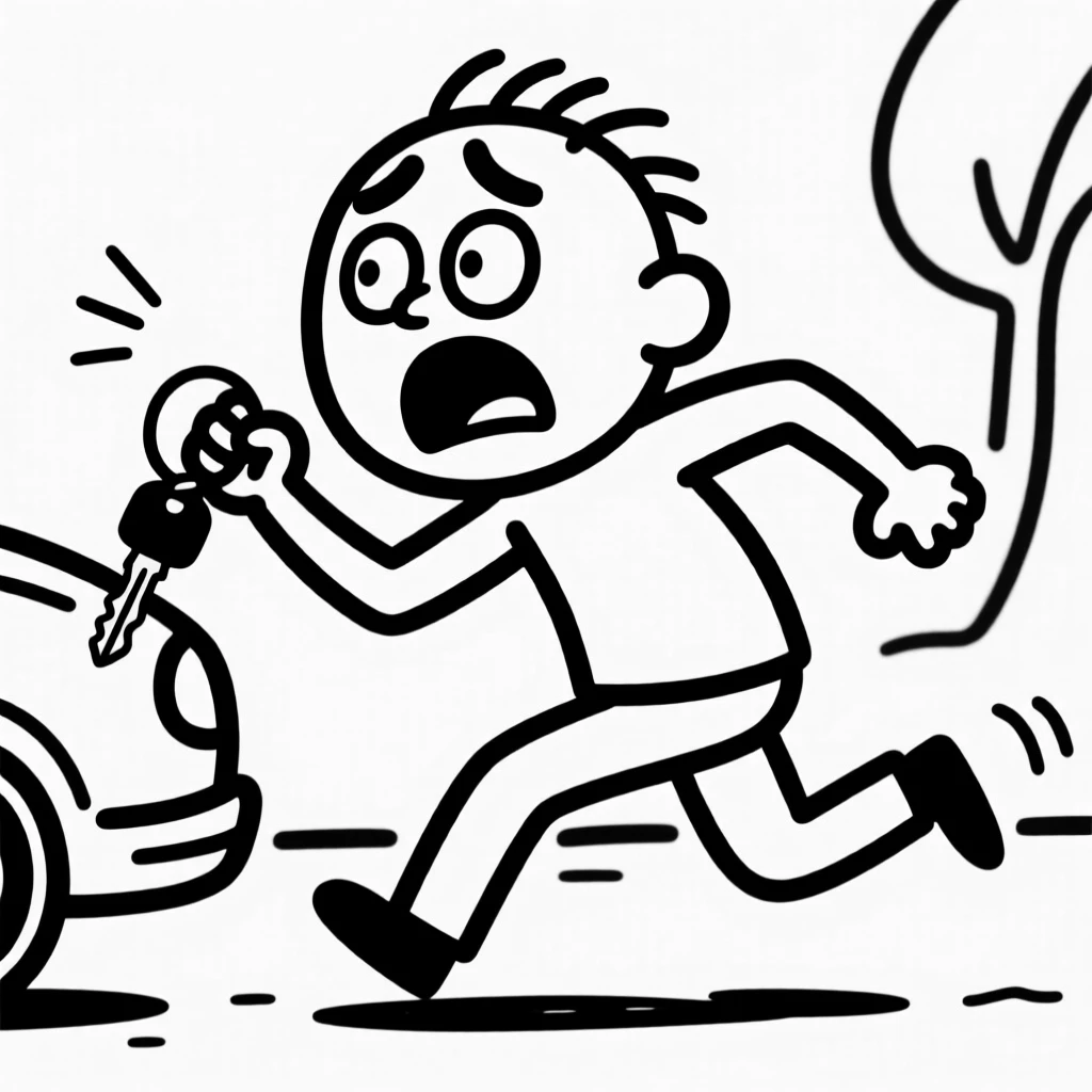 A person desperately searching for their car keys while already running late.