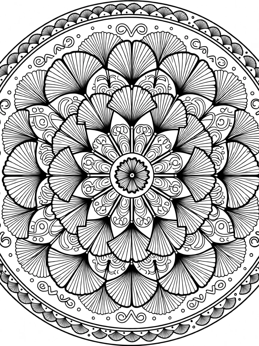 A mandala of overlapping fan-shaped ginkgo leaves.