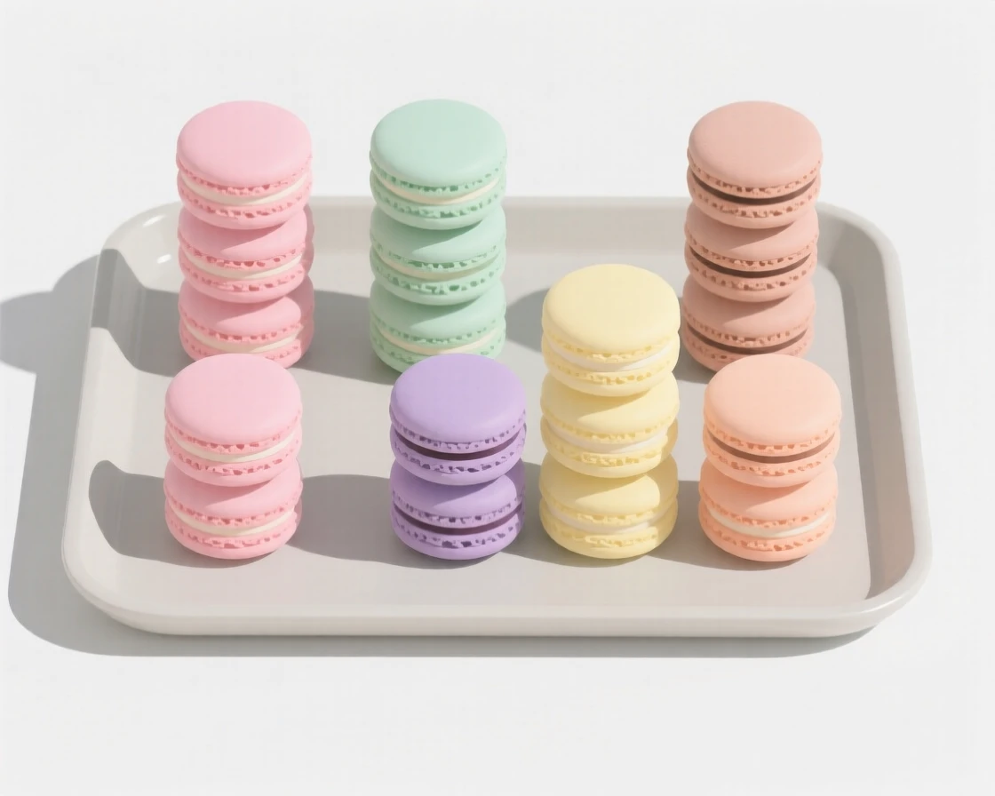 A tray of colorful macaron towers
