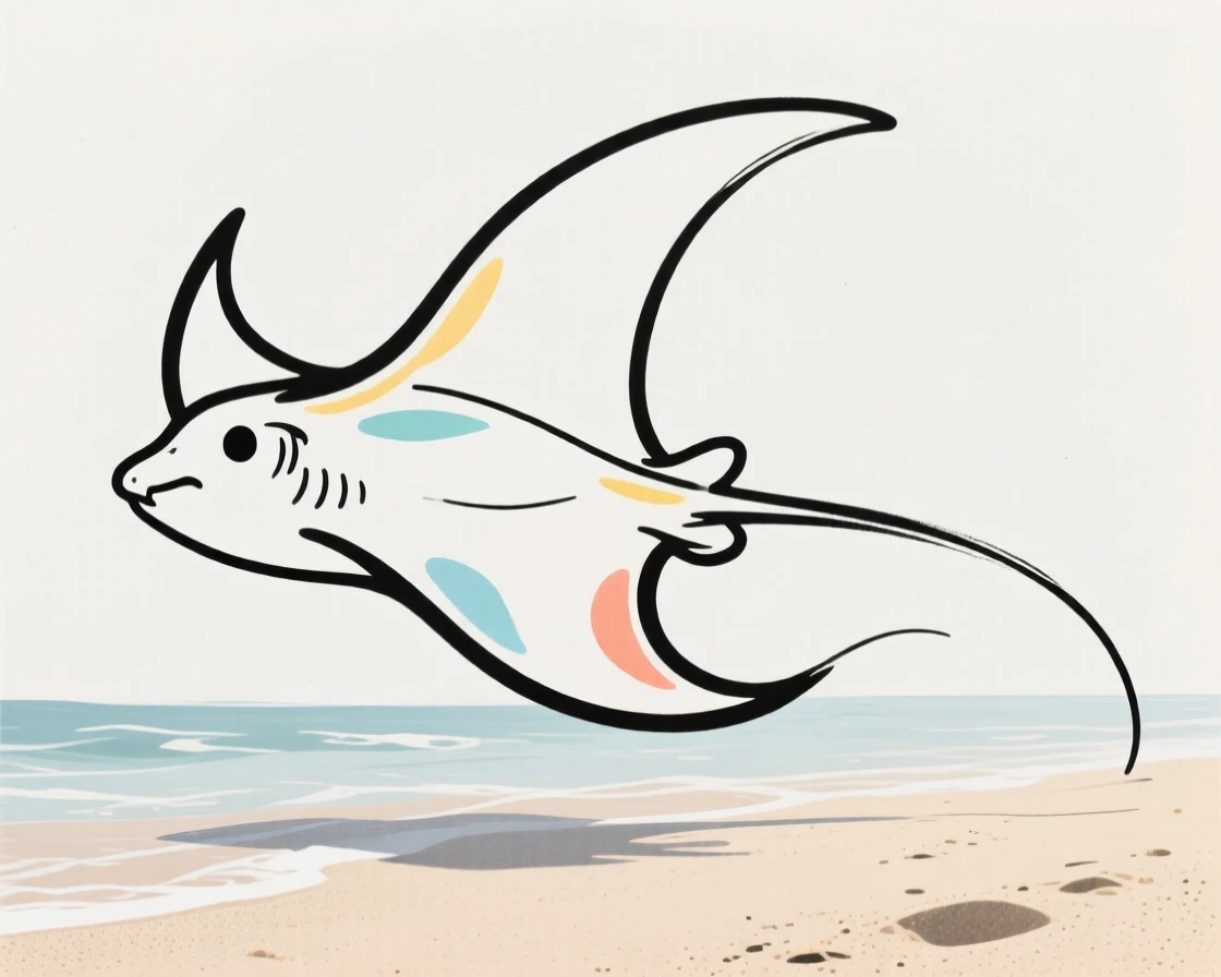 A stingray gliding silently just above the sandy ocean floor.