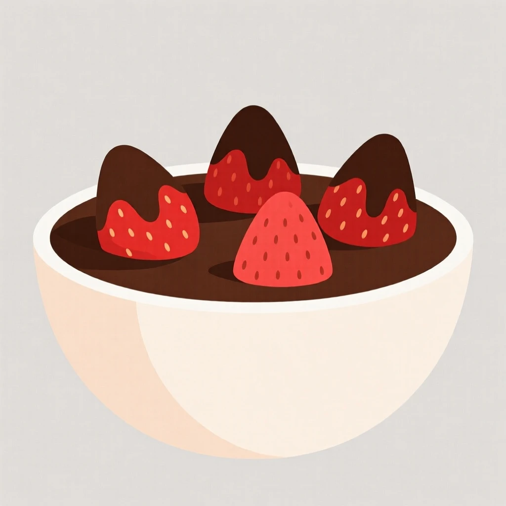 A bowl of fresh strawberries dipped in chocolate