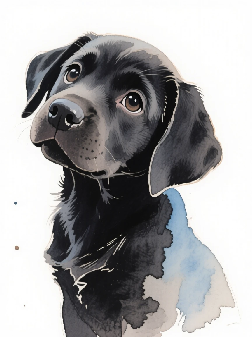 A black lab puppy tilting its head with a curious expression