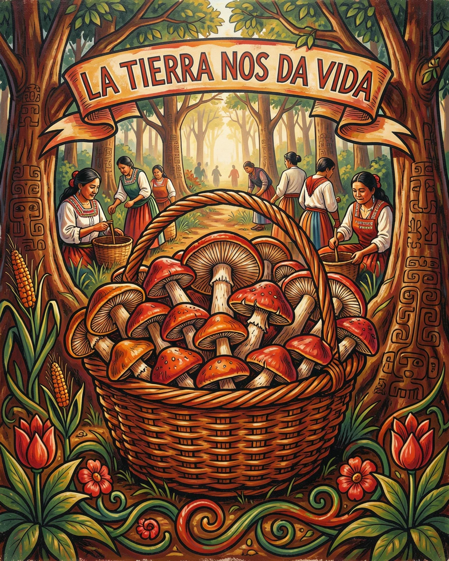 A basket of fresh mushrooms gathered from the forest