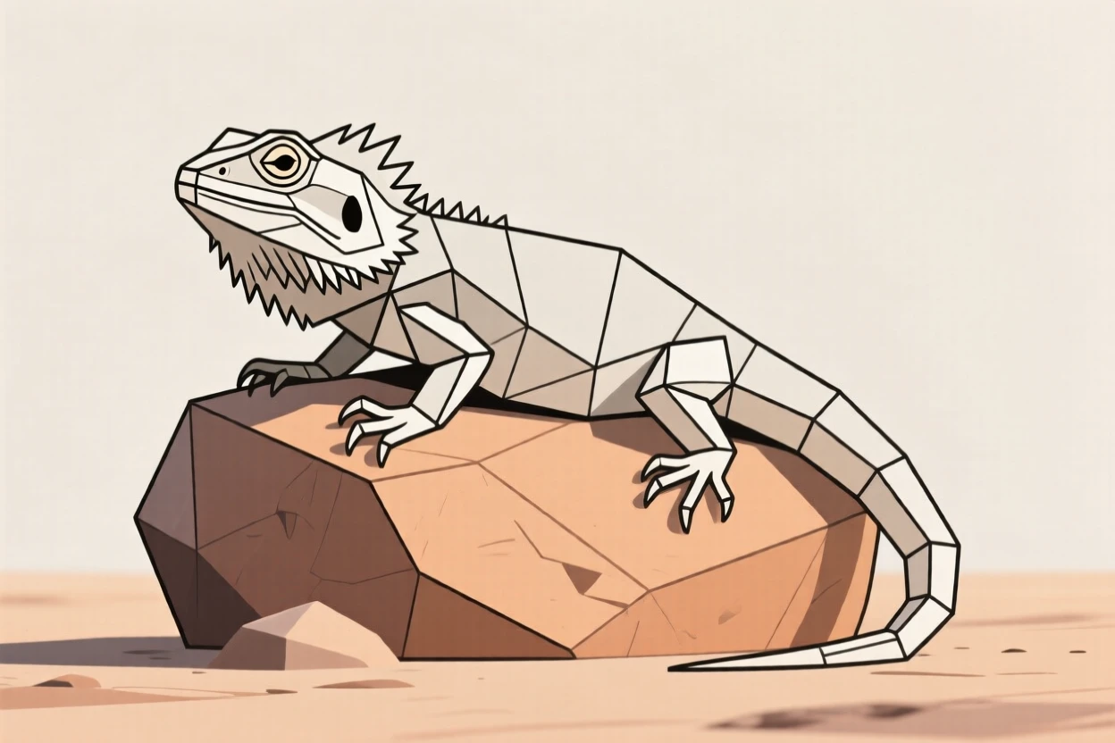 A bearded dragon basking on a warm rock