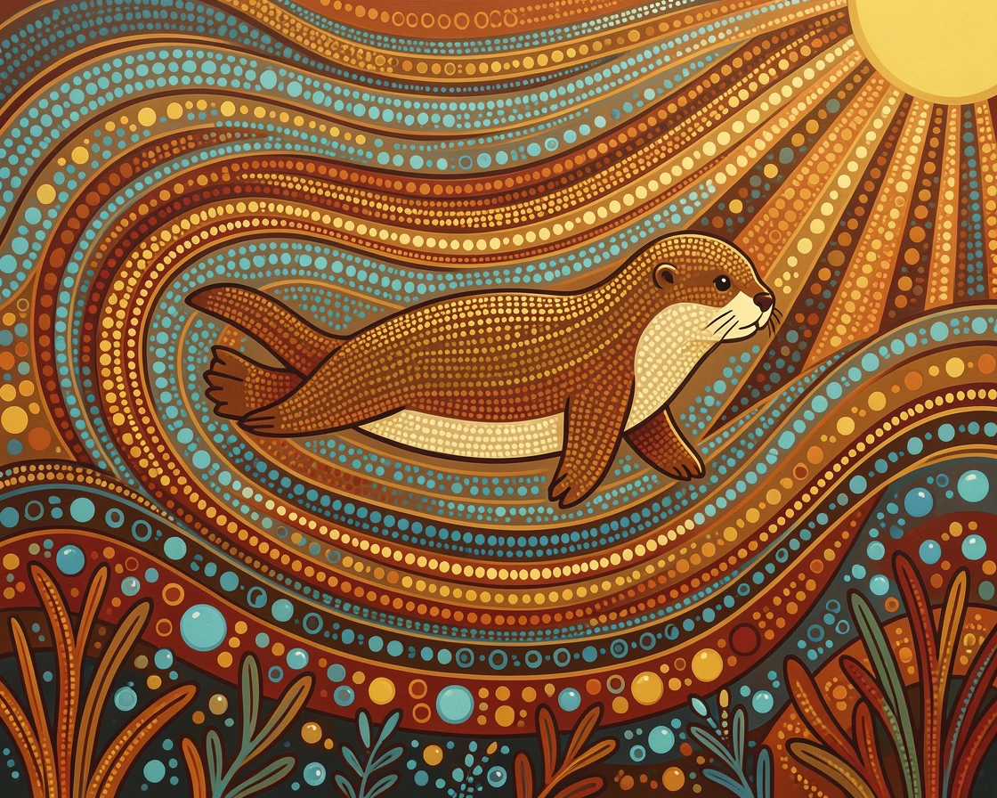 A sea otter gliding past sunlit ocean depths