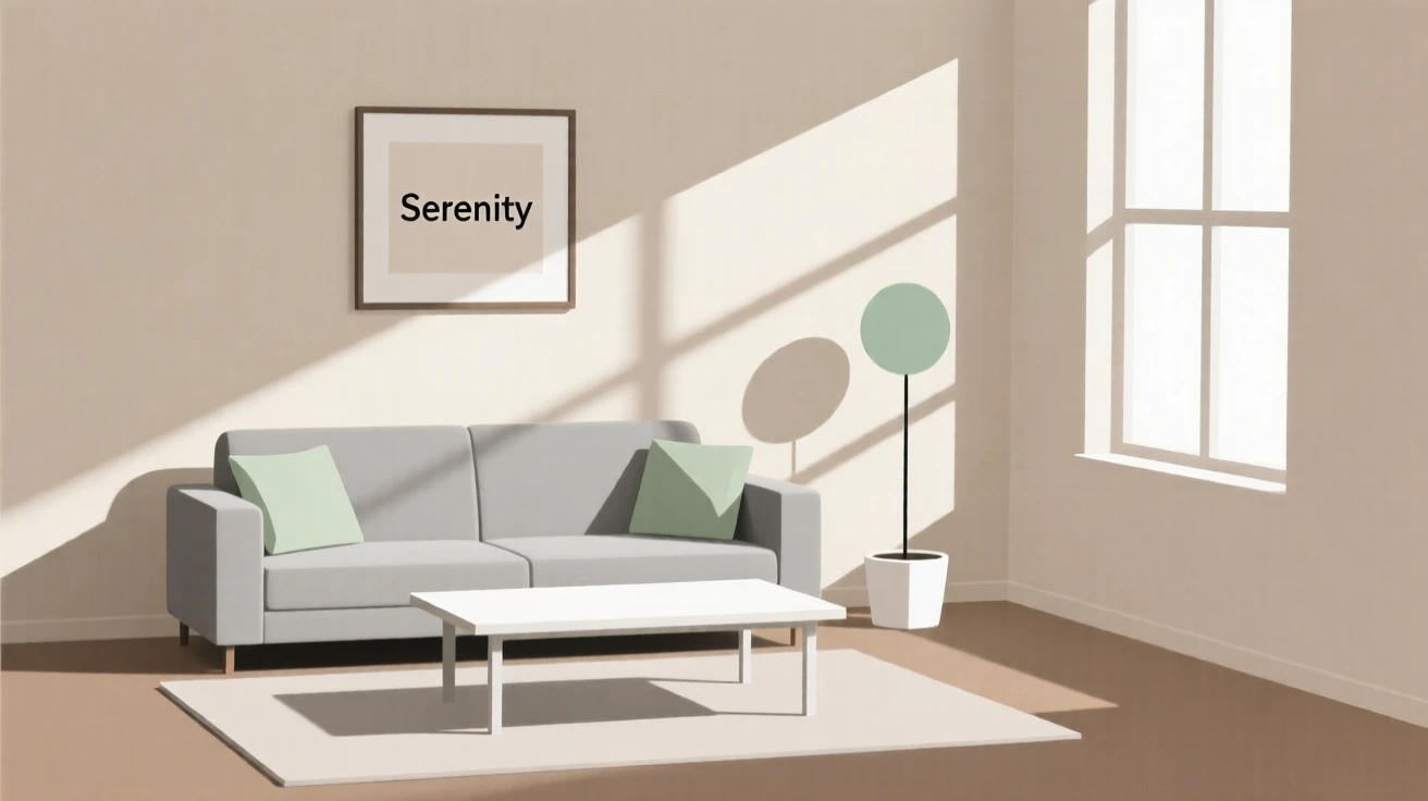 A minimalist living room with natural light