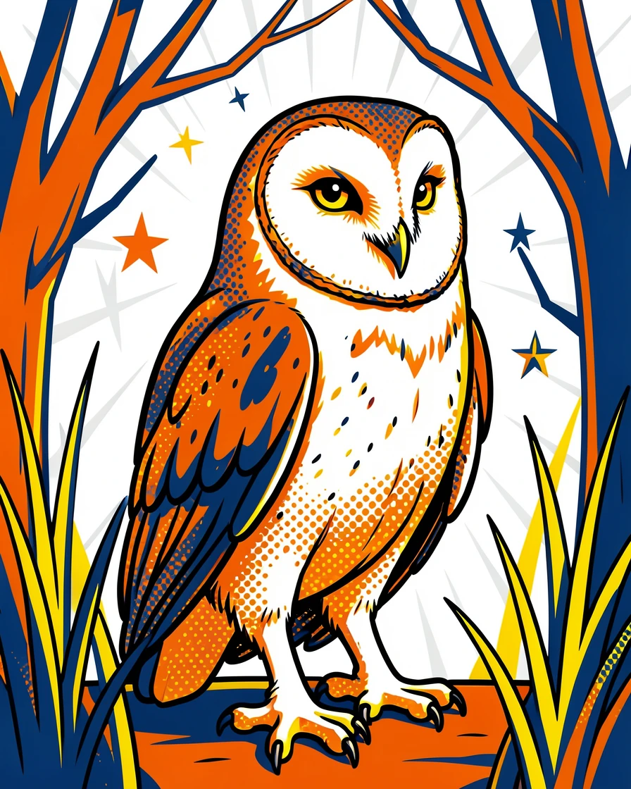 A barn owl standing proudly in its natural habitat