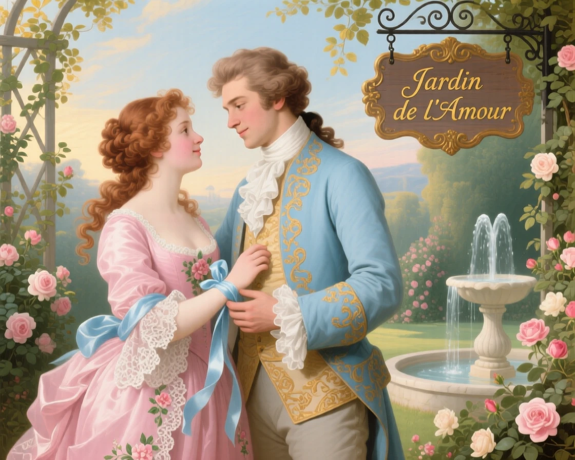 A young woman placing a ribbon around her beloved’s wrist  