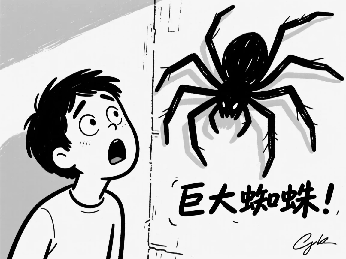 Someone doing a dramatic double take after seeing a huge spider on the wall.