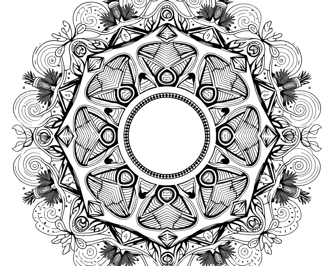A mandala built from a ring of interlocking deer antlers forming a wreath.