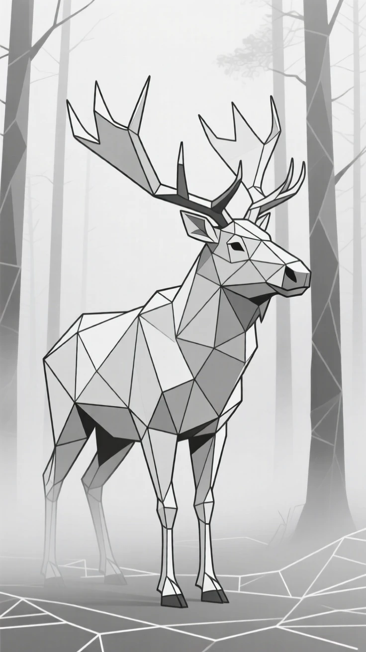 A moose standing in a misty forest with large antlers