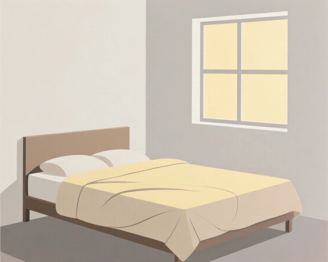A bedroom with soft linen bedding and morning light