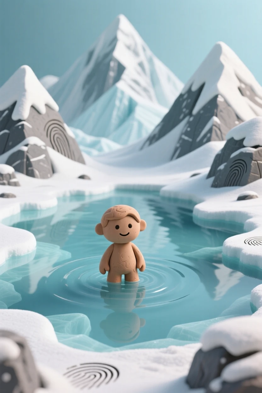 A crystal-clear glacial lake ringed by jagged snowy peaks