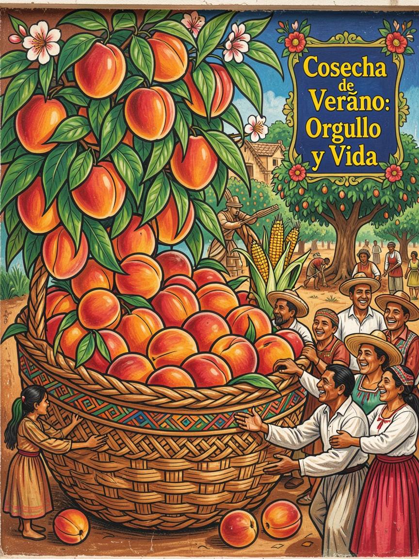 A basket of ripe peaches from a summer orchard