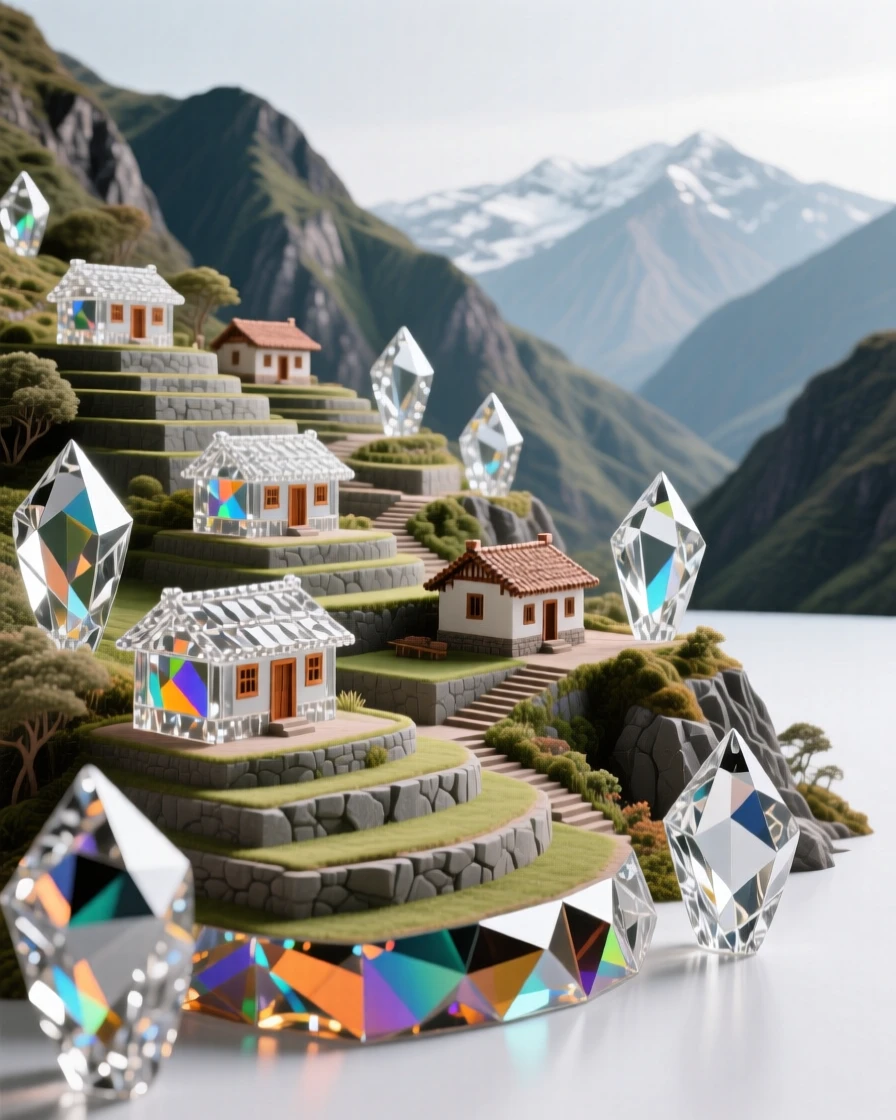 A traditional Peruvian mountain village terraced into steep Andean slopes.