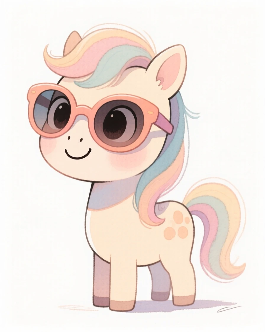 A miniature pony wearing oversized sunglasses