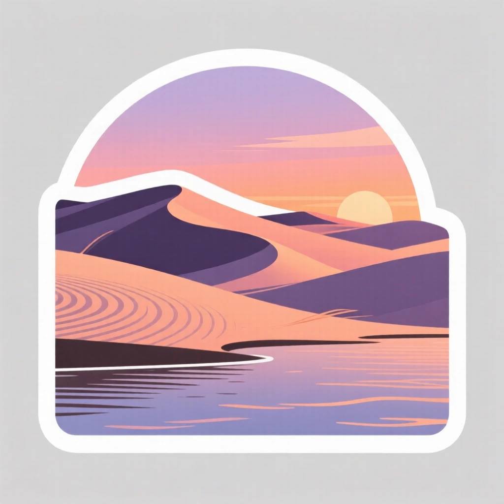 A peaceful windswept sand dunes at sunset, with gentle ripples across the water, as the seasons begin to change.