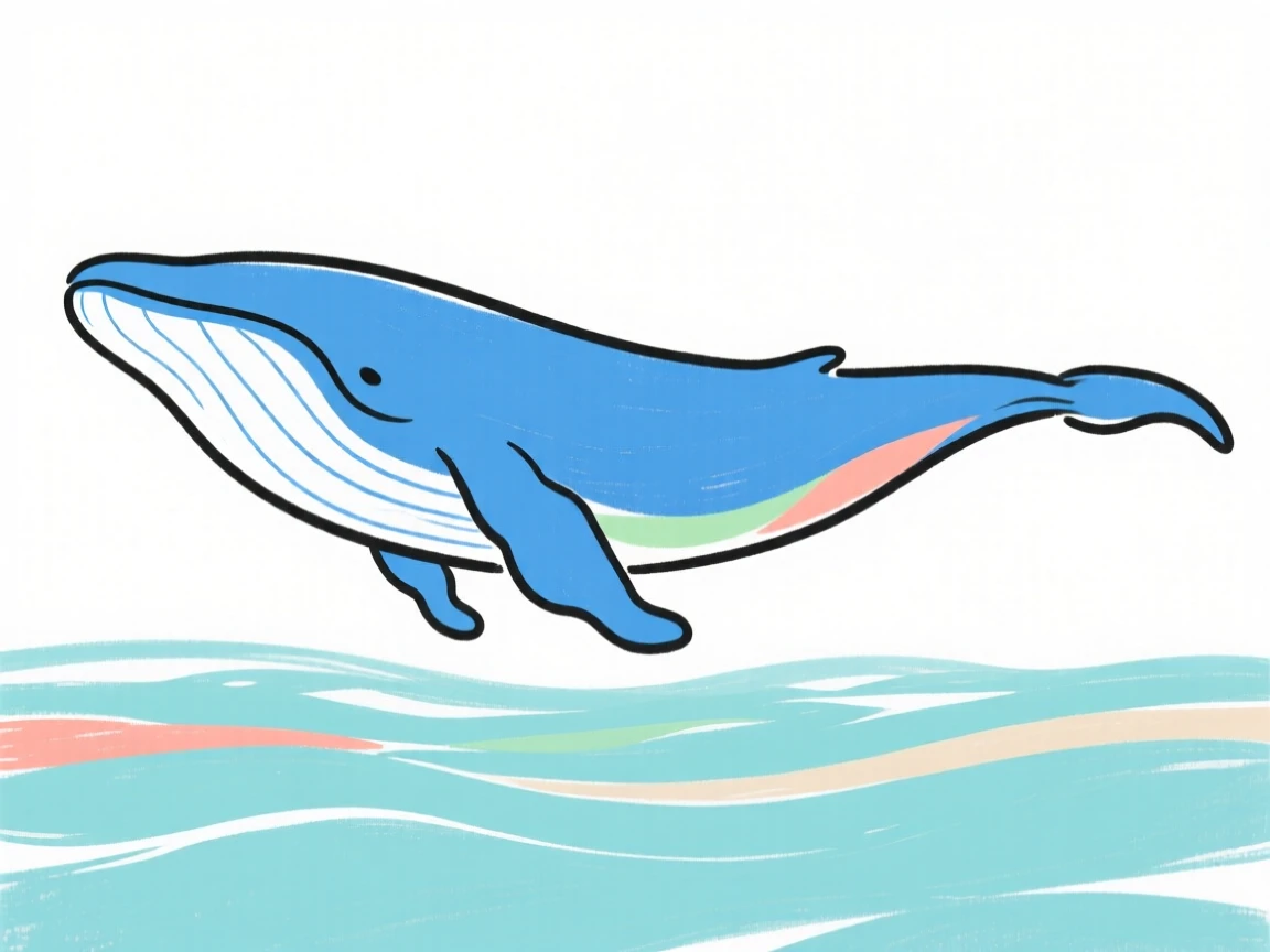 A blue whale swimming gracefully through the open ocean depths.