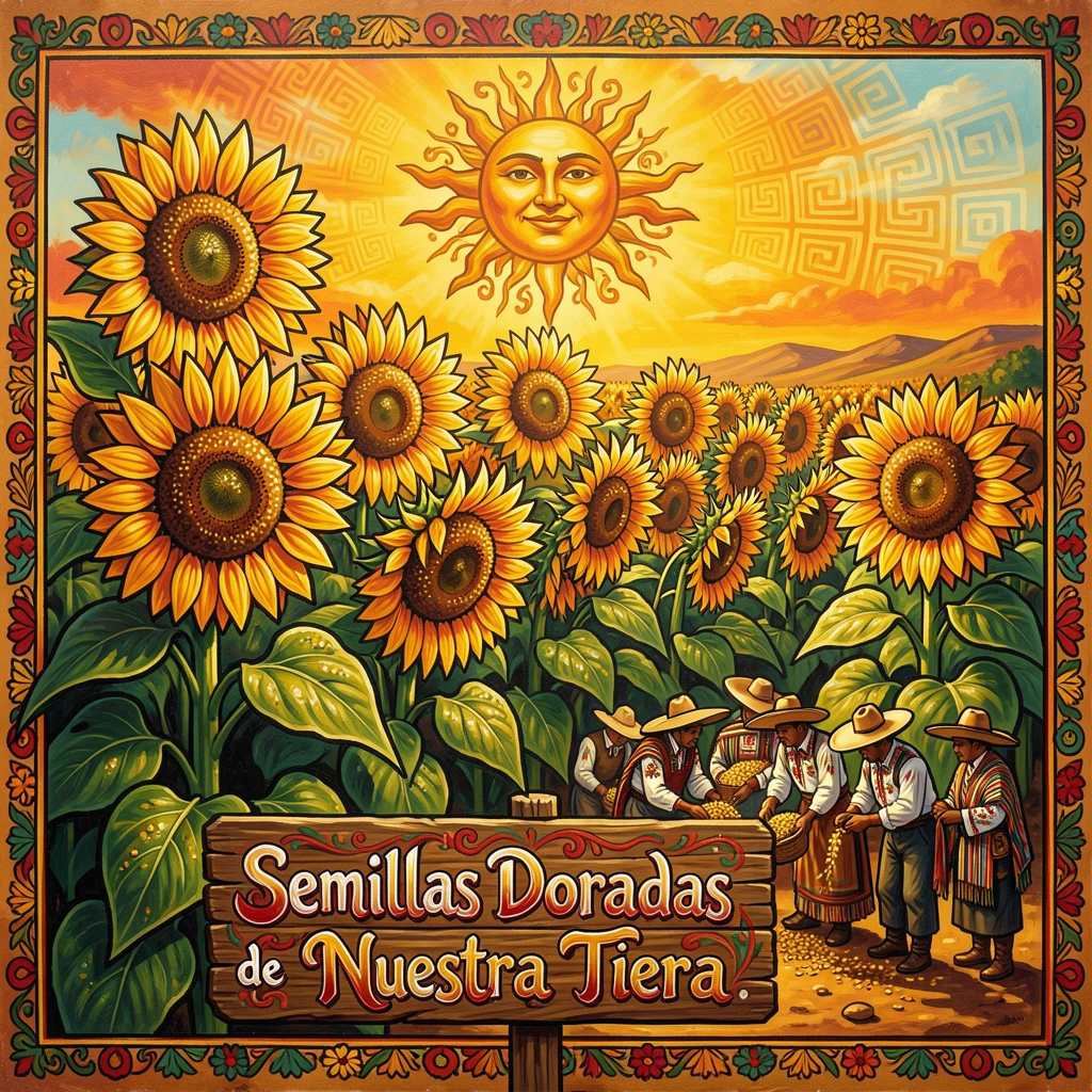 A field of sunflowers grown for their golden seeds