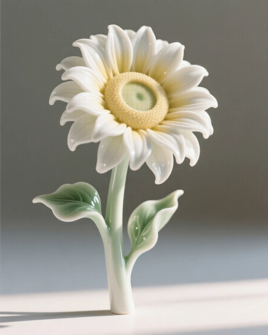 A single sunflower opening at first light, glowing softly in gentle morning light.