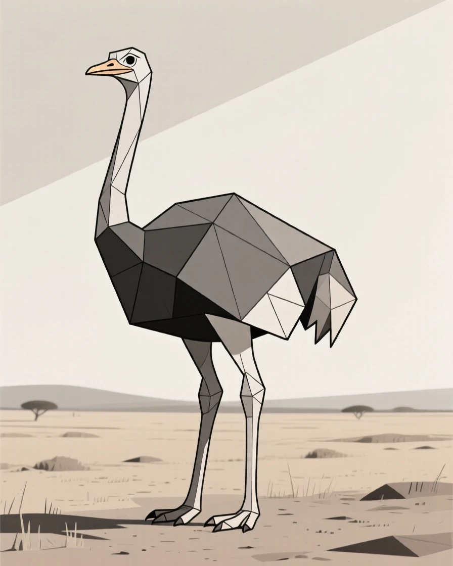 An ostrich standing tall on the African savanna
