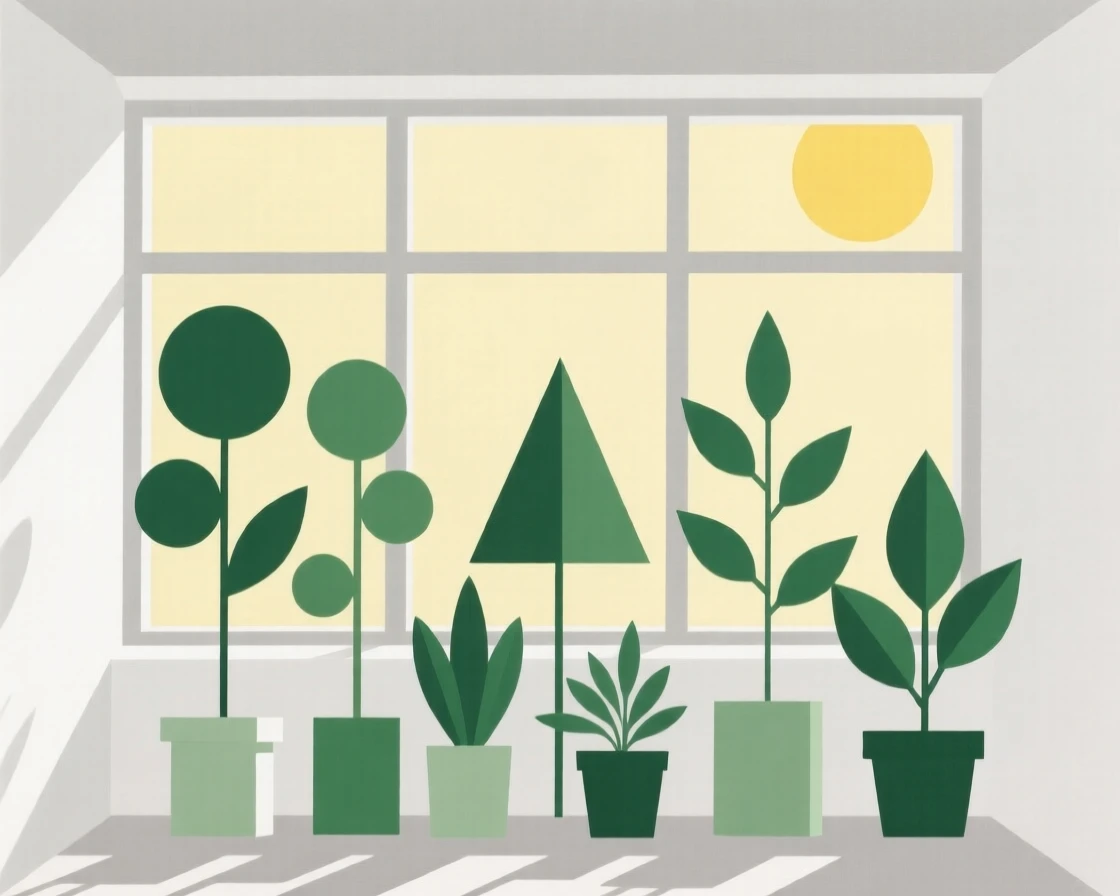 A sunroom filled with green houseplants