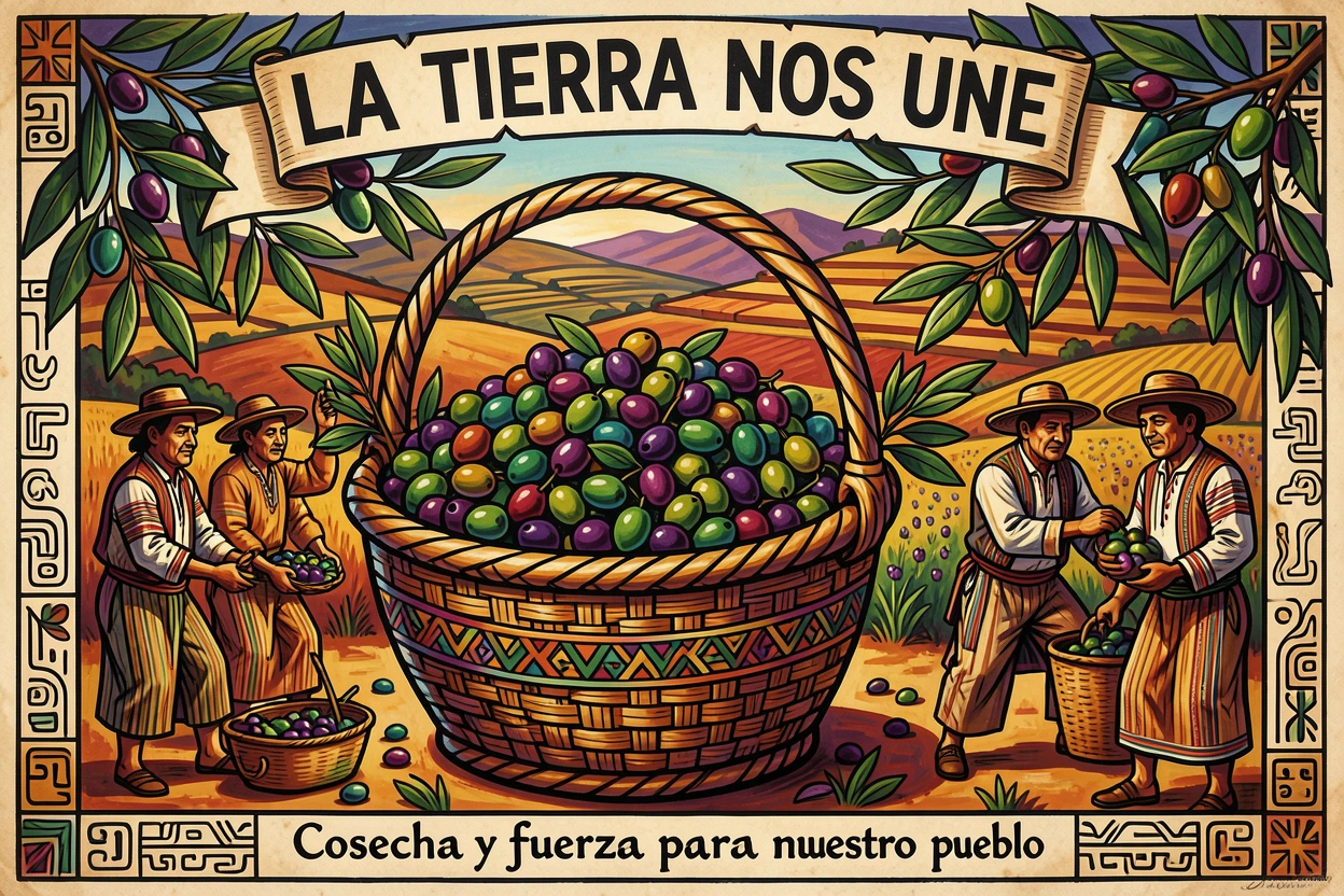 A basket of freshly harvested olives ready for pressing
