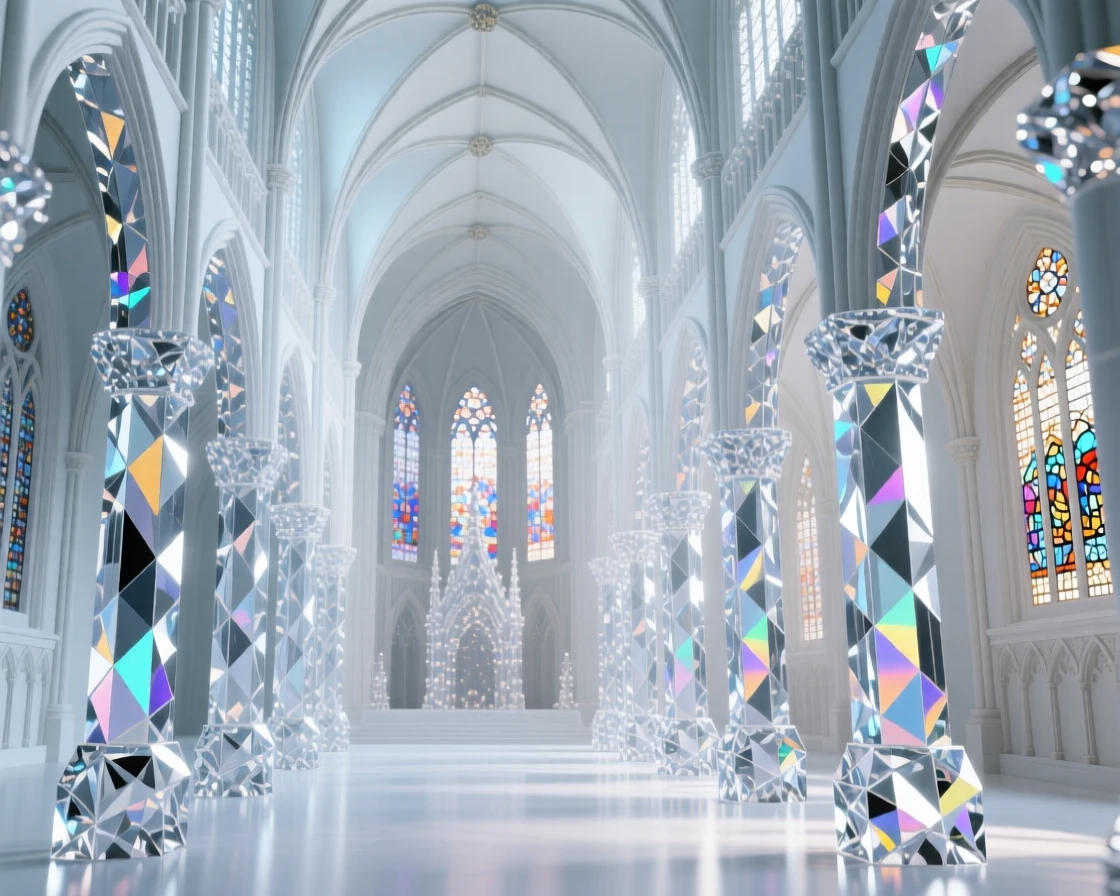 The interior of a grand Gothic cathedral nave with dramatic ribbed vaulting.