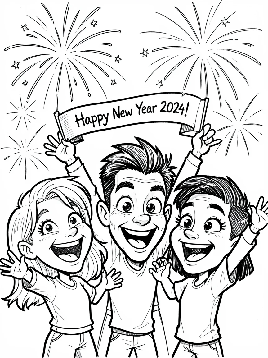 [Seasonal Holidays & Celebrations] Festive scene of friends setting off fireworks together on New Year's Eve, full of celebration and joy