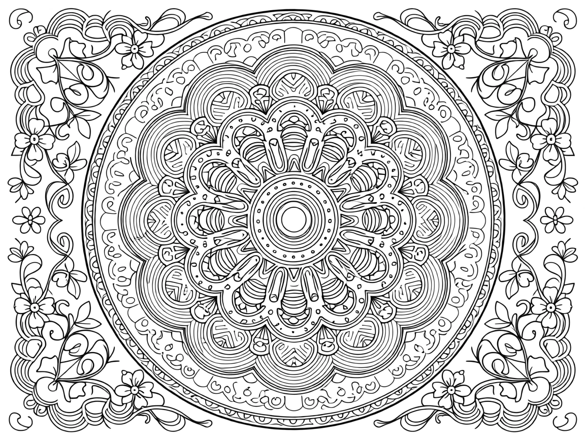 A mandala composed of nested horseshoe shapes forming a lucky wreath.