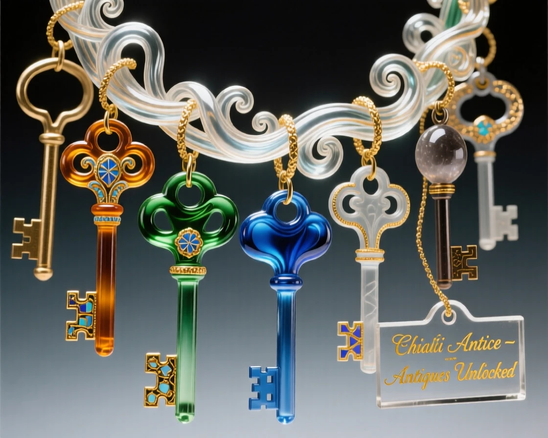 A collection of vintage keys hanging from an ornate ring, mysterious and evocative.