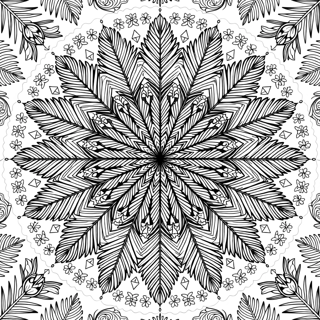 A mandala of overlapping palm fronds forming a tropical sunburst.