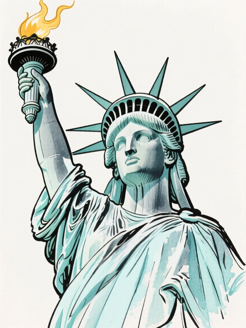 The Statue of Liberty holding her torch