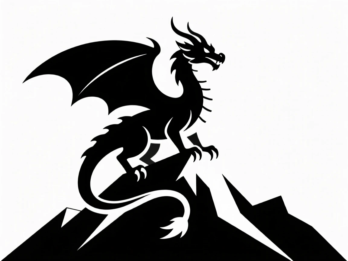 A majestic dragon perched atop a mountain.
