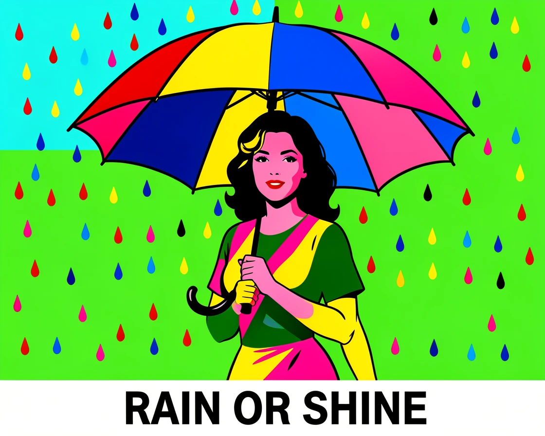 Woman twirling an umbrella in the rain