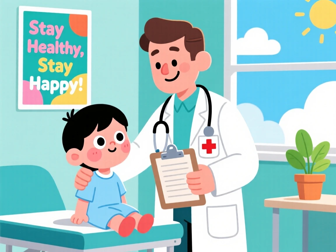 A doctor comforting a young patient with a gentle smile.