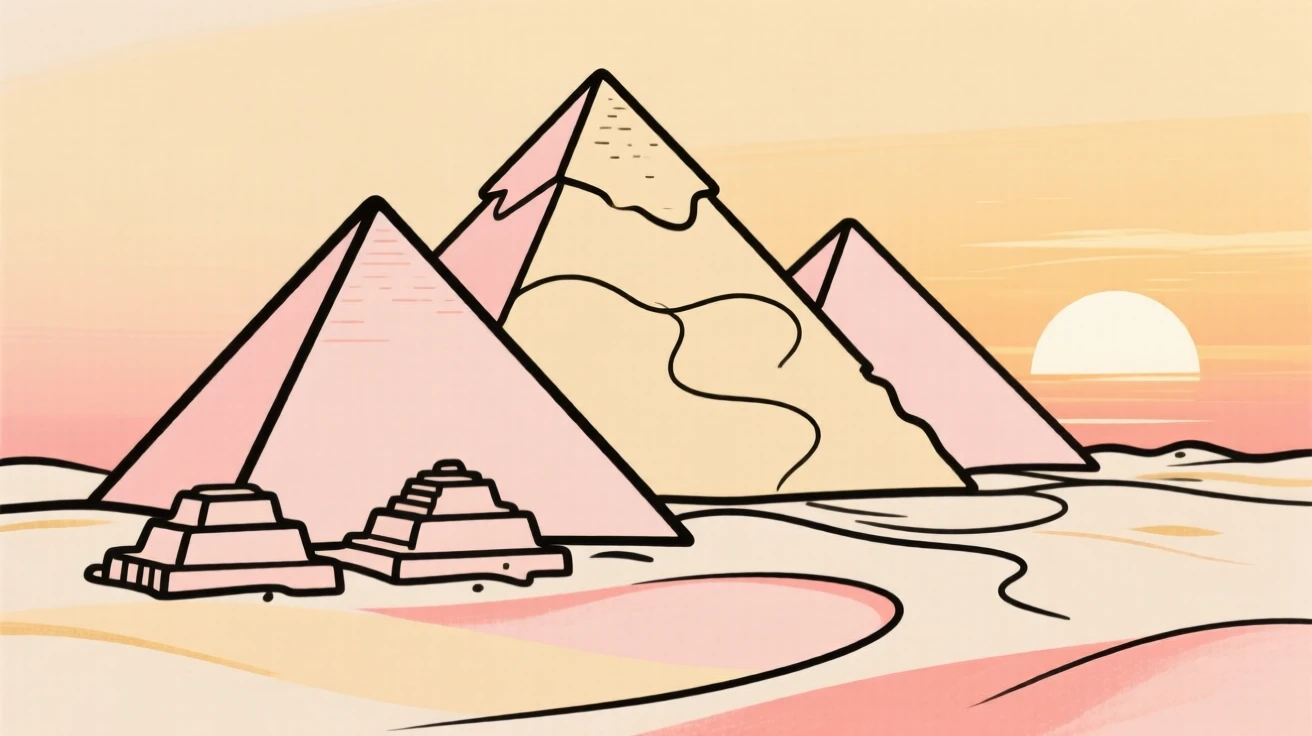 The pyramids of Giza at sunset