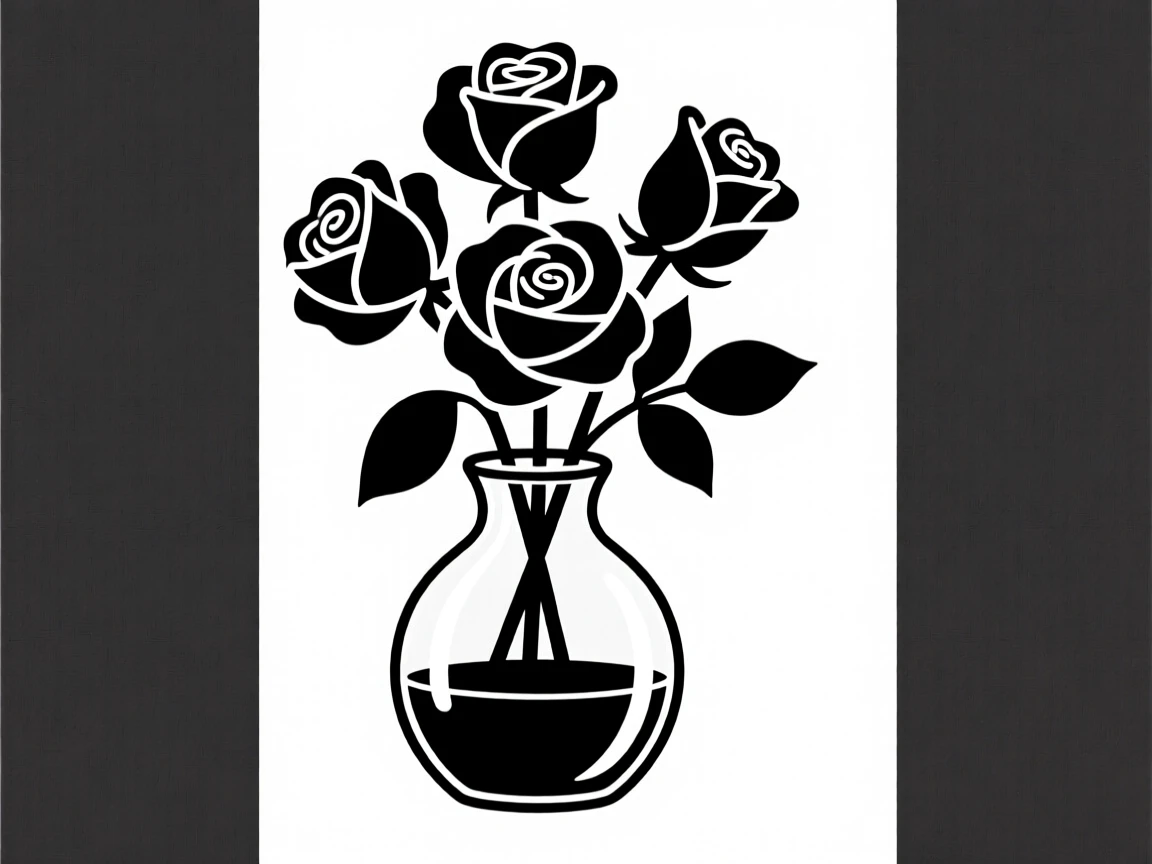 A bouquet of wild roses in a glass vase.